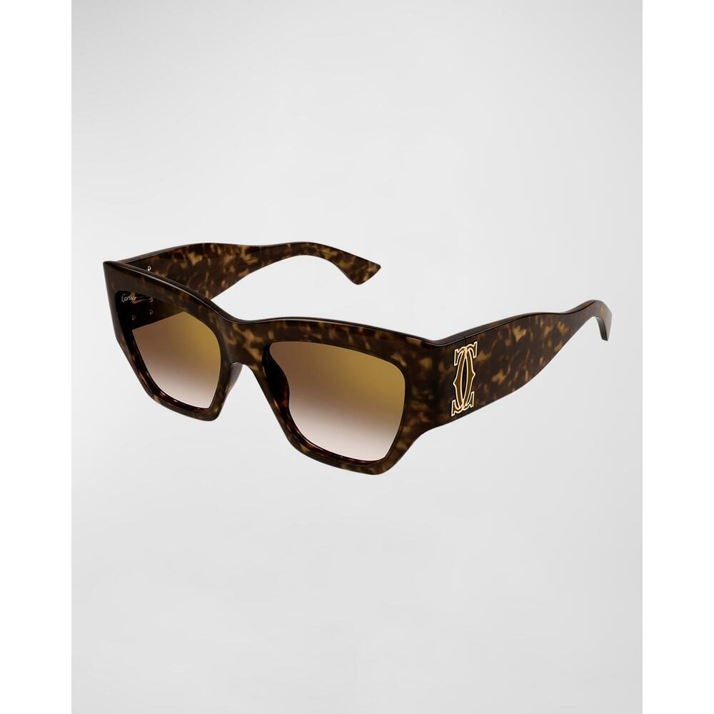 Cartier CT0435S-002 Sunglasses Havana Acetate Cat-Eye